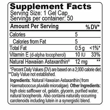 BioAstin Supplements Facts