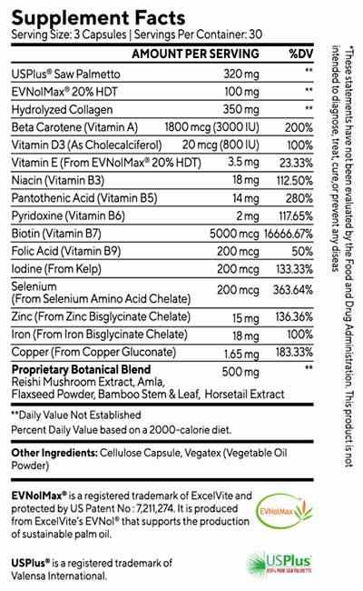 Datos del suplemento Hair La Vie Clinical Formula Hair Vitamins