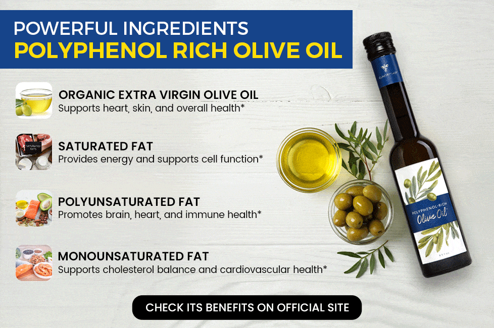 Ingredientes potentes aceite de oliva rico de polifenol