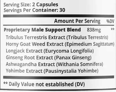 Vigor Maximum Supplement Facts